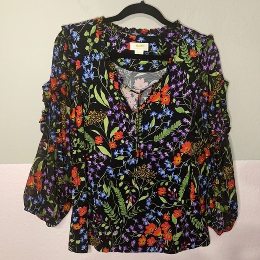 Maeve by Anthropologie Jacquin Floral Print Blouse - Picture 3 of 10